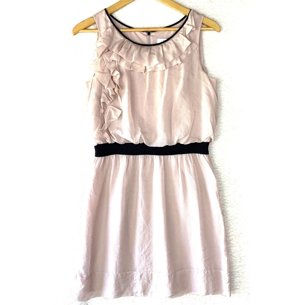 Loft Work Dress Womens 6 Ruffle Blouson Silk Pale Pink Lined Desk to Dinner